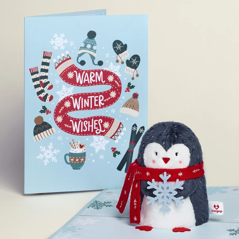 Lovepop 'Warm Winter Wishes' Holiday Penguin Plushpop Card