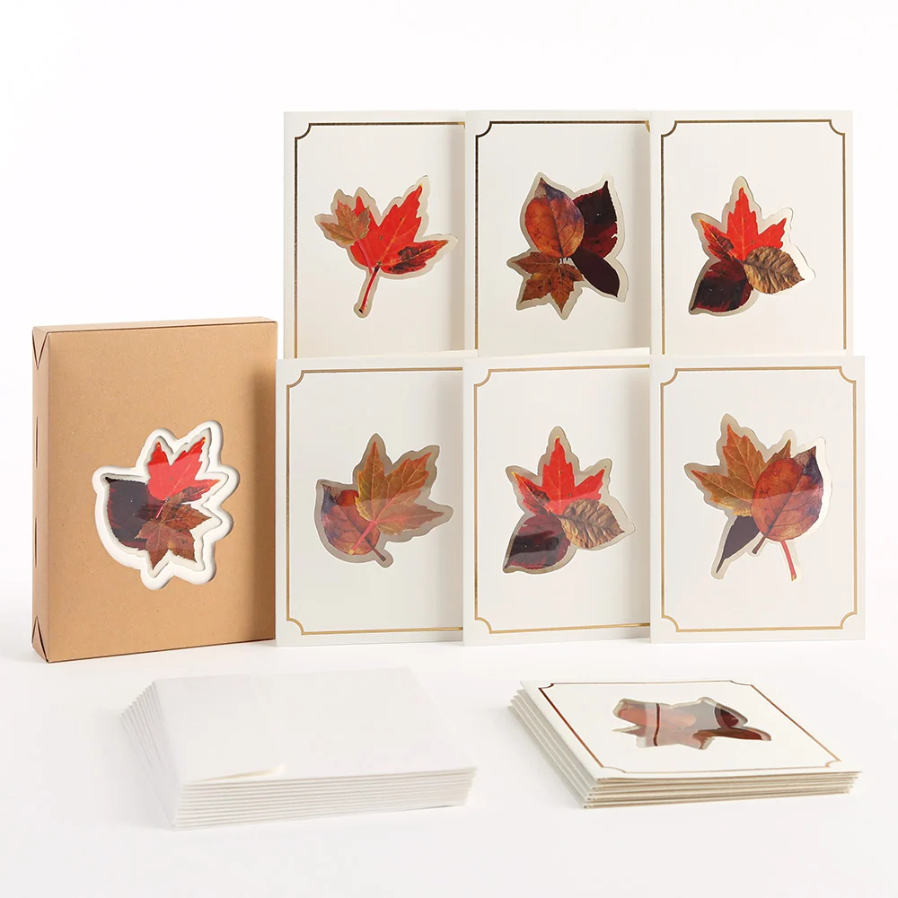 Lovepop Autumn Leaves (Assorted 12-Pack) – Petal Pressed Blank Notecards - Image 2