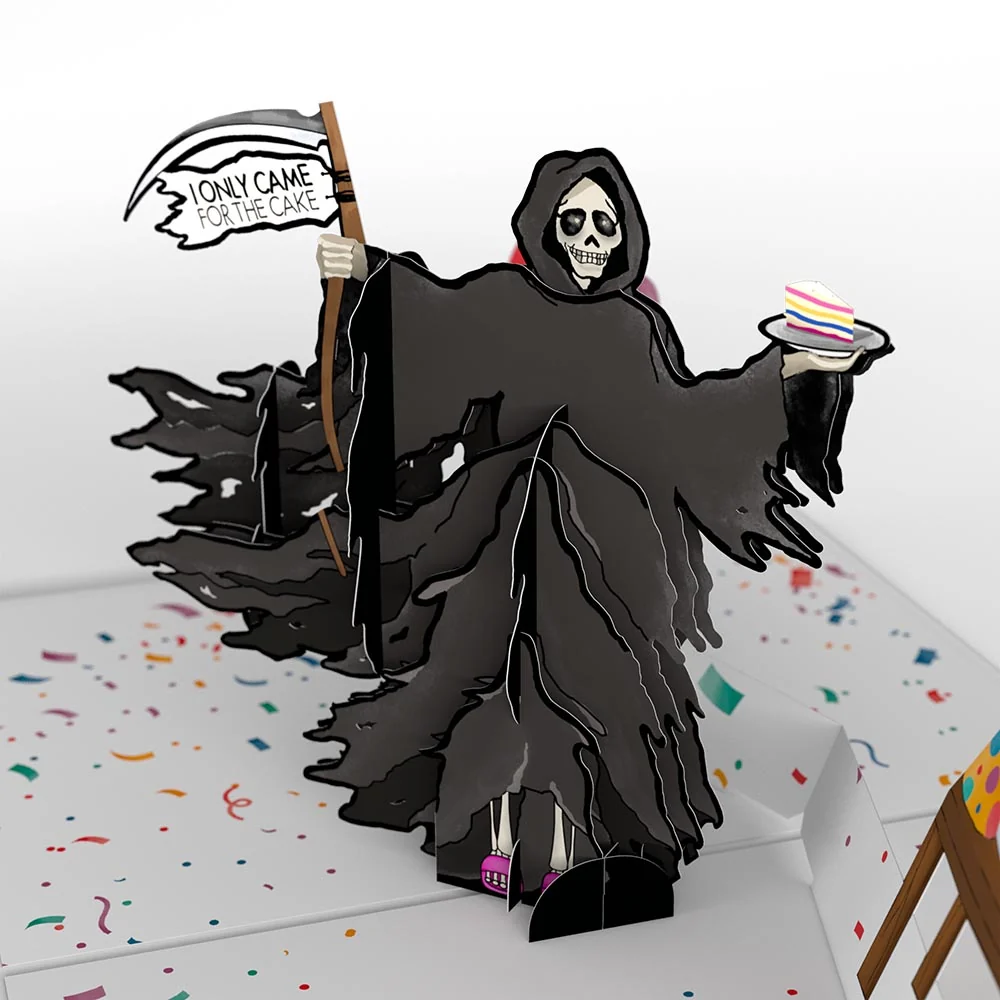 Lovepop Grim Reaper Dark Humor Birthday Pop-Up Card and Sentiment Set for Any Man Candle - Image 3
