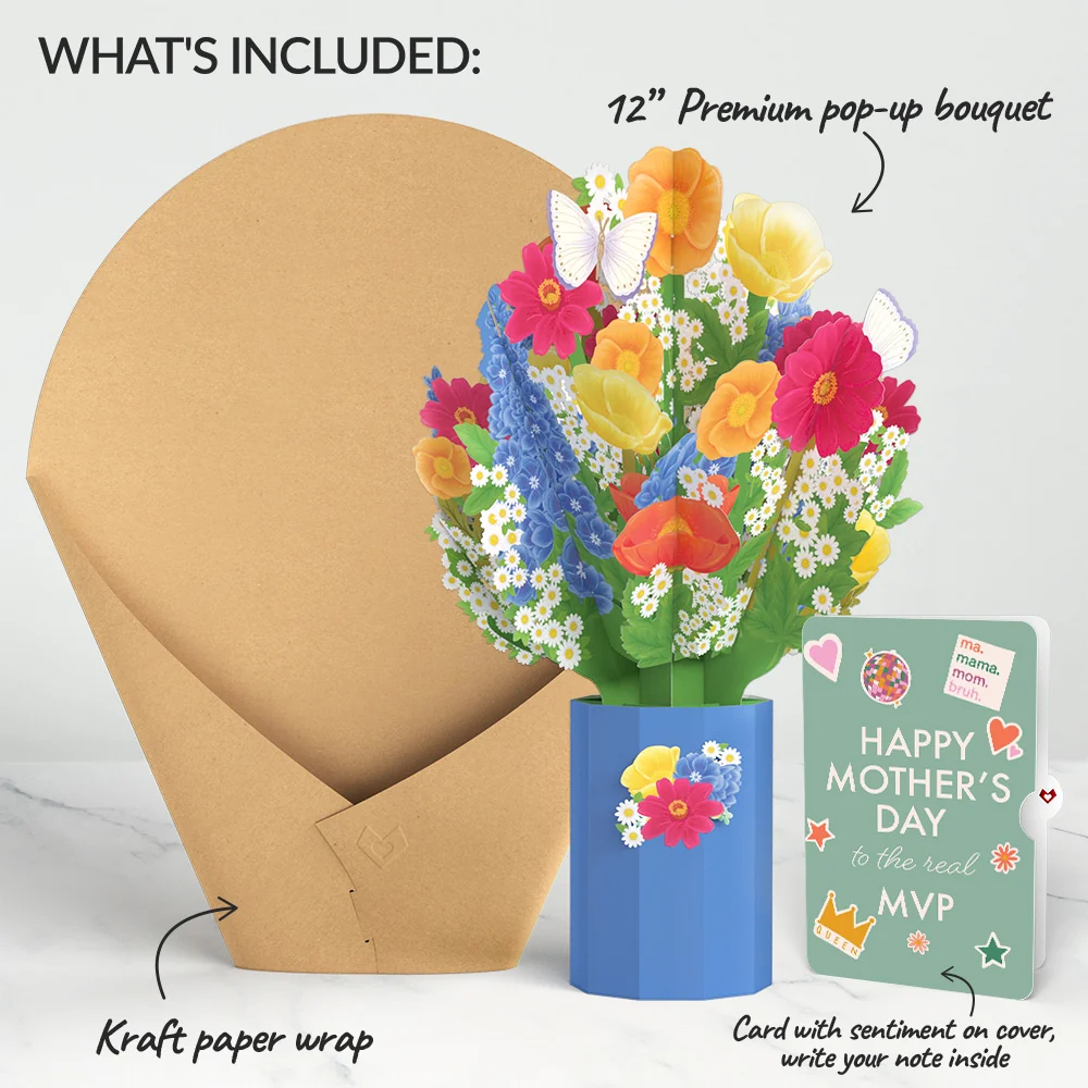 Lovepop Wildflower Mother's Day Bouquet and The real MVP Sentiment Set Vase - Image 2