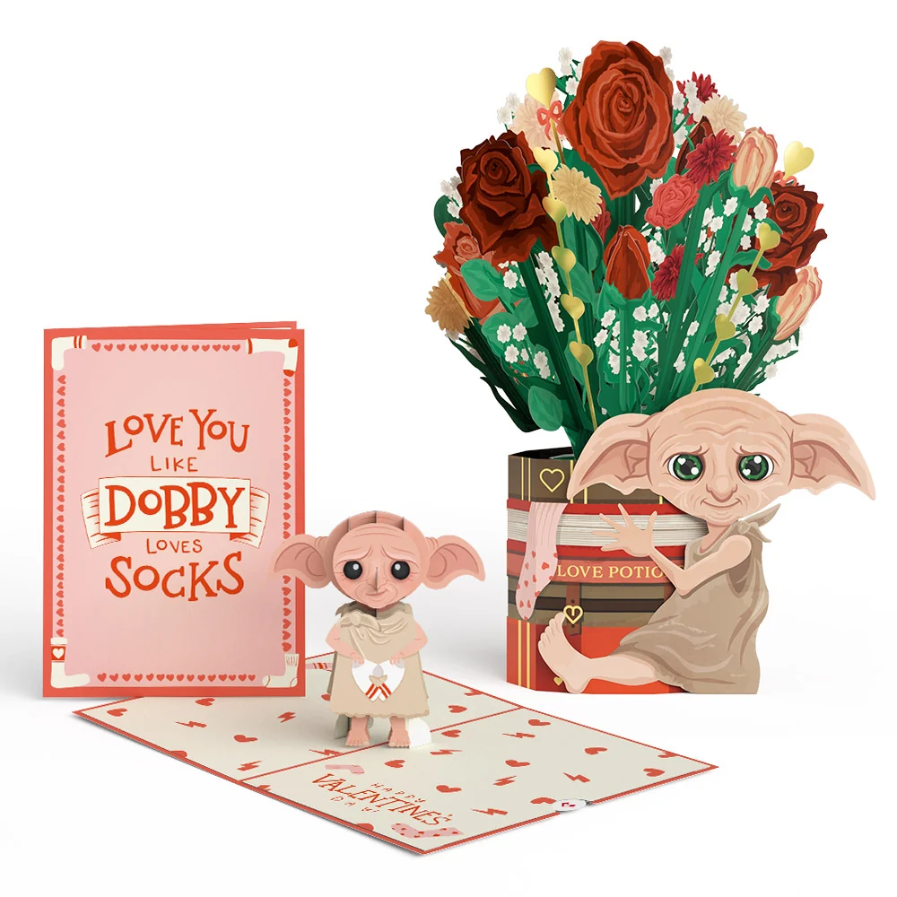 Lovepop Harry Potter Dobby Valentine’s Day Pop-Up Card & Flower Buds Bouquet Bundle