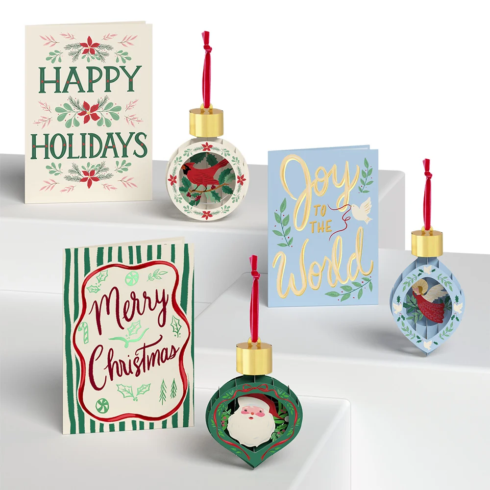 Lovepop Timeless Christmas Classic Ornament Card 3-Pack