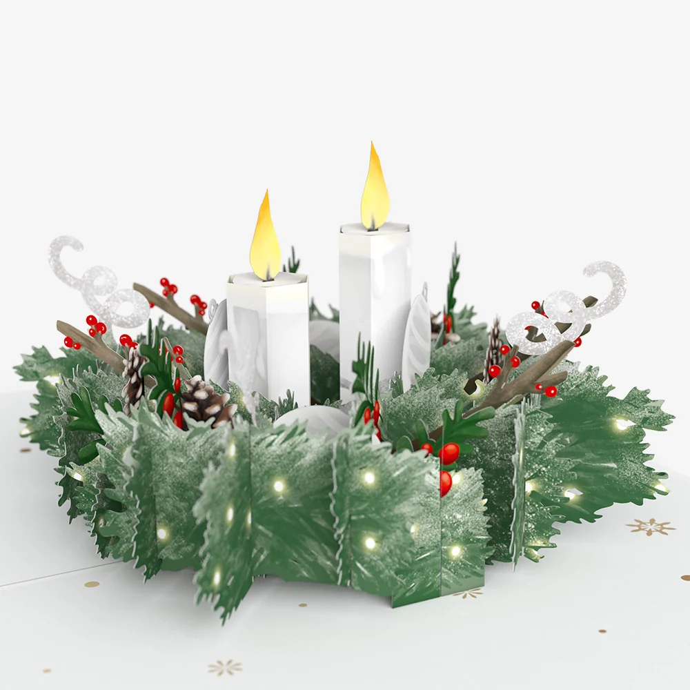 Lovepop Winter Greens Christmas Candle Pop-Up Card and His Light Shines Sentiment Set - Image 3