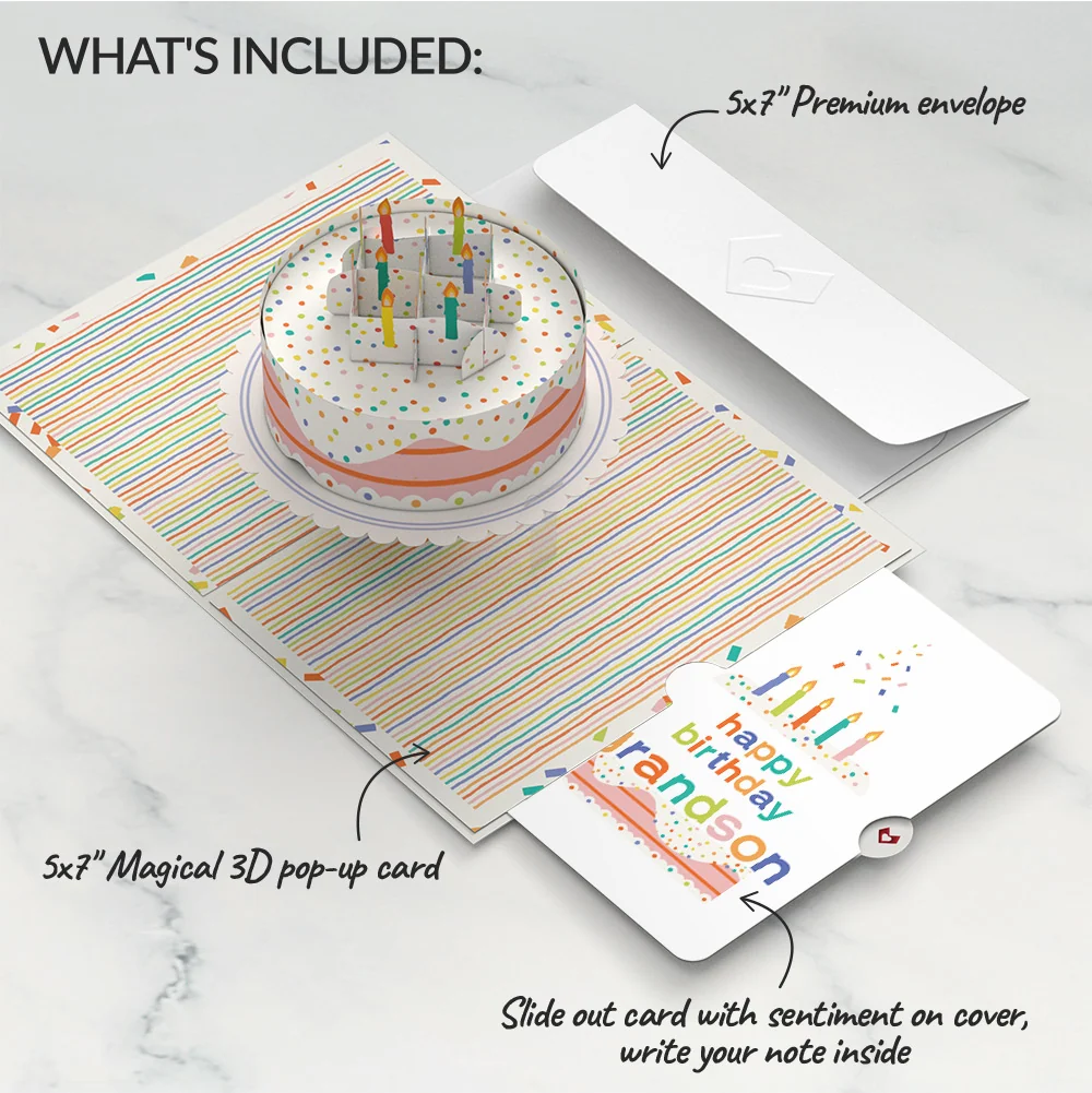 Lovepop Happy Birthday to You! Confetti Cake Pop-Up Card and Sentiment Set for Grandson Candle - Image 2
