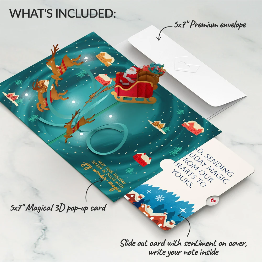 Lovepop Magic of Christmas Santa's Sleigh Light-Up Pop-Up Card and Snow Village Sentiment Set for Dad Cream - Image 2