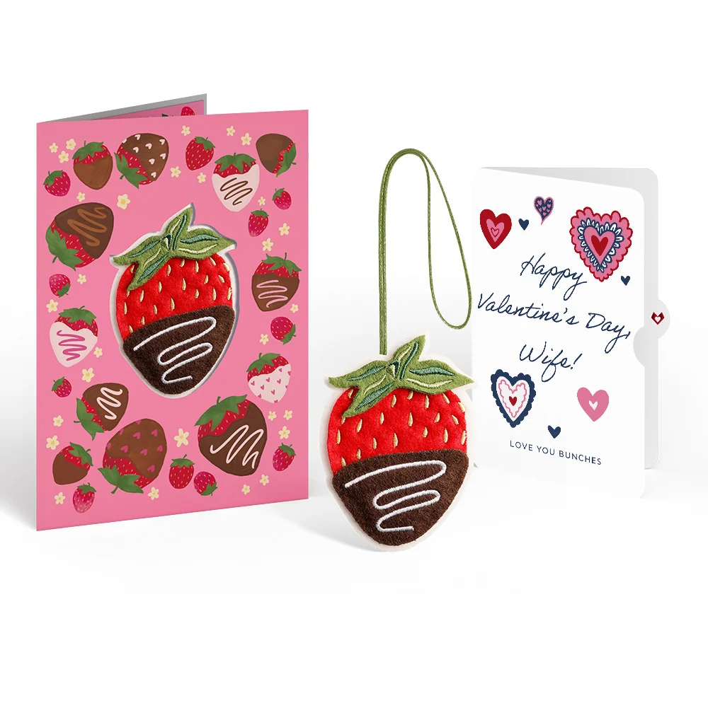 Lovepop Sweet Strawberry Valentine HeartFelt Charm Card and Sentiment Set for Wife Bag