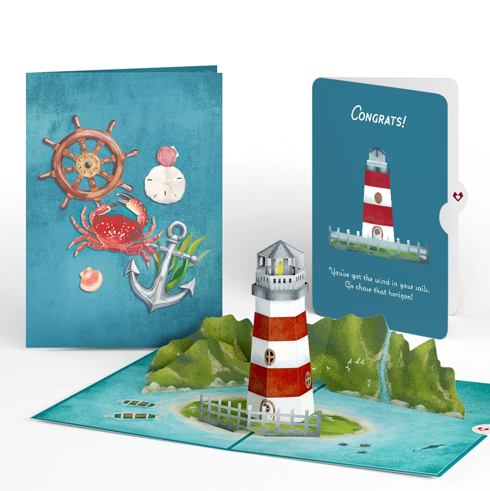 Lovepop Coastal Lighthouse Congratulations Pop-Up Card and Sentiment Set