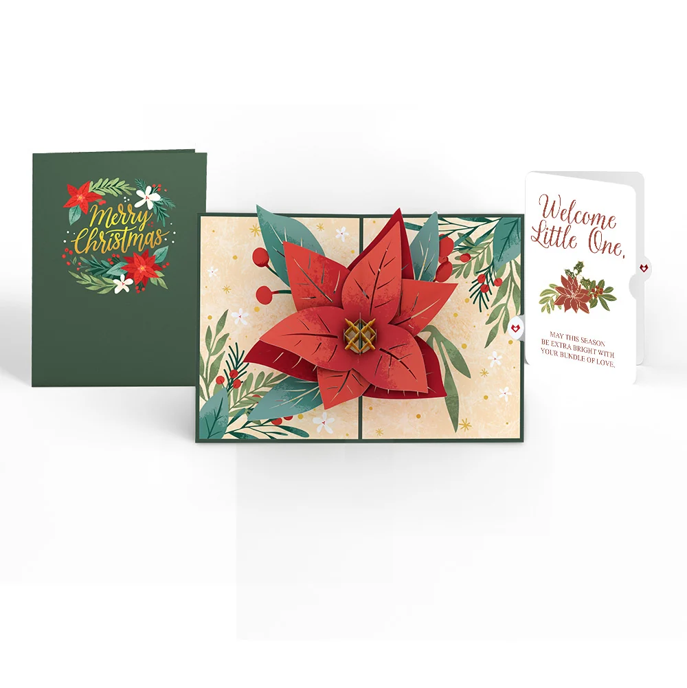 Lovepop Christmas Poinsettia Bloom Pop-Up Card and Sentiment Set for Baby