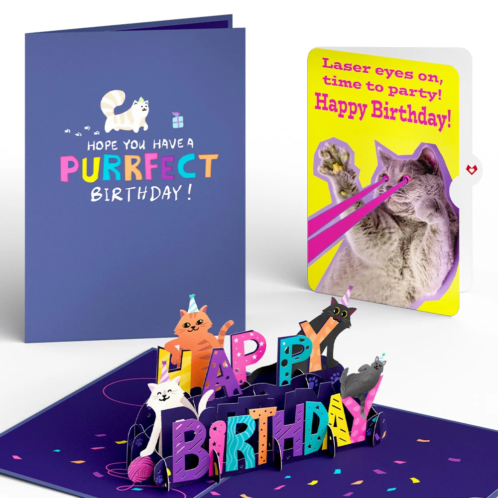 Lovepop Happy Birthday with Cat Laser Eyes Pop-Up Card and Sentiment Set