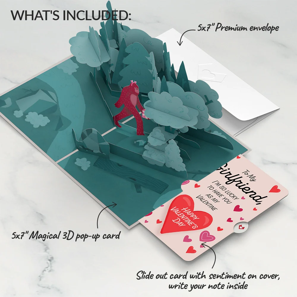 Lovepop Searching for a Valentine Like You Bigfoot Valentine Pop-Up Card and Sentiment Set for Girlfriend - Image 2