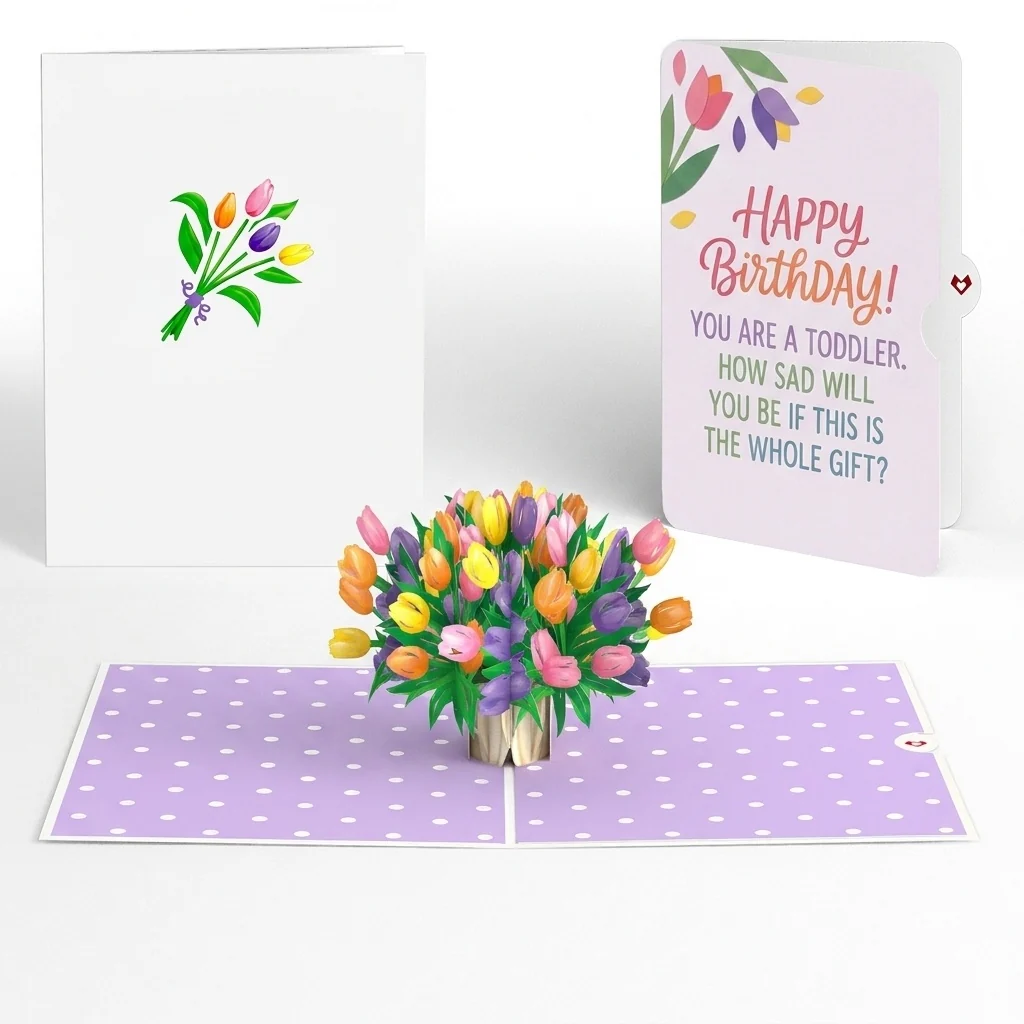 Lovepop Timeless Tulips Birthday Pop-Up Card and Floral Whole Gift Sentiment Set Vase