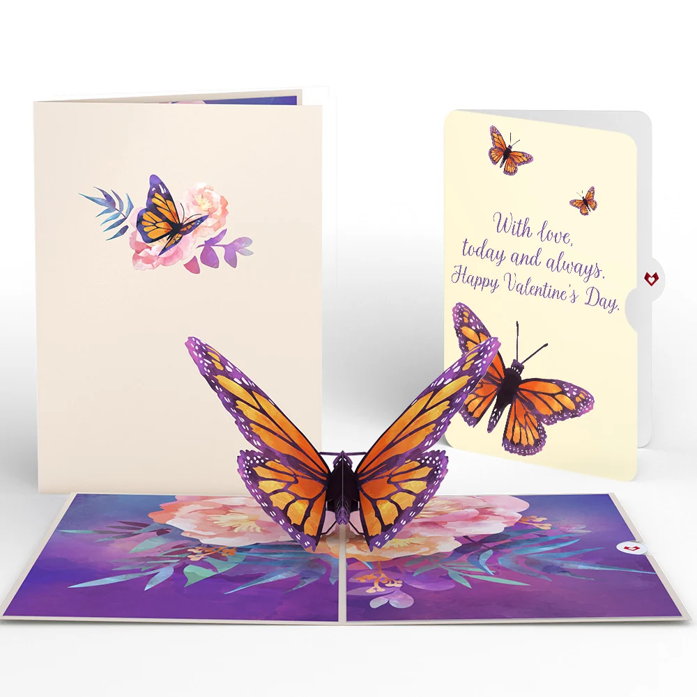 Lovepop Monarch Butterfly Valentine Pop-Up Card and Butterfly Kisses Sentiment Set Cream