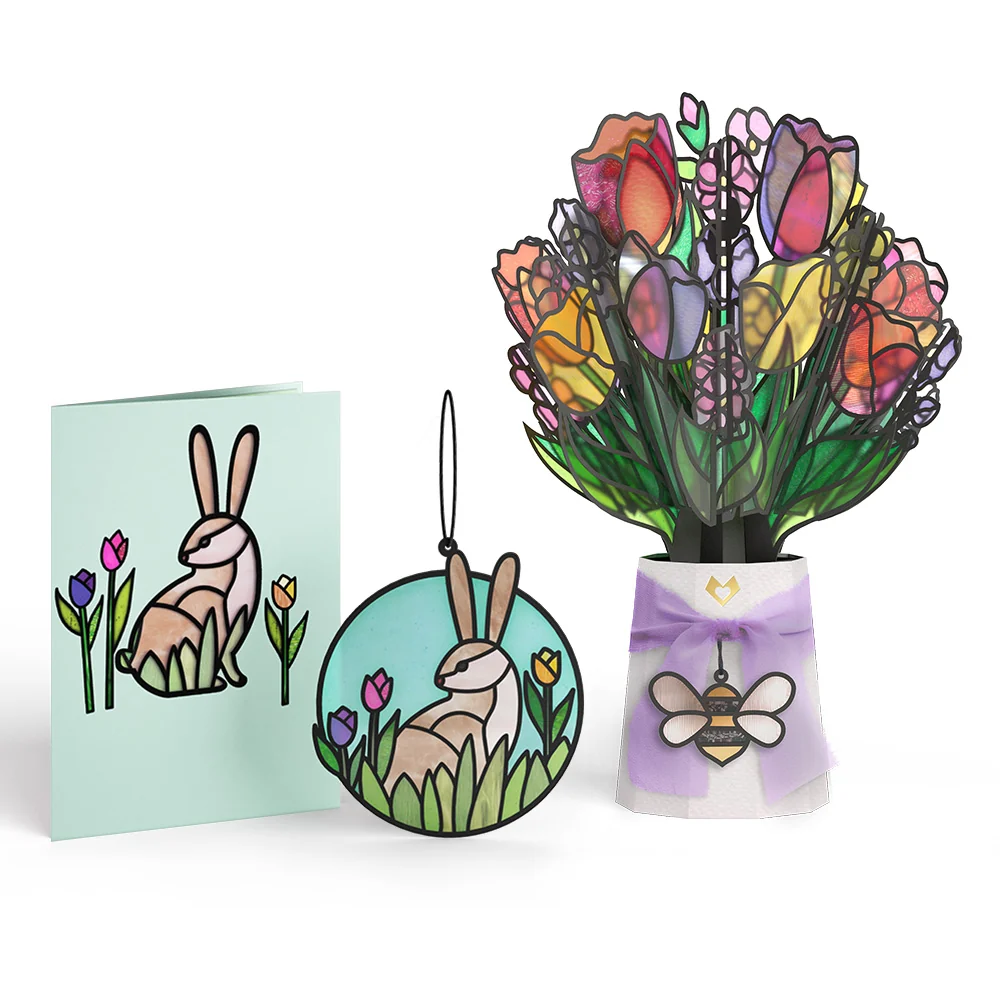 Lovepop Springtime Bunny Suncatcher Card & Bouquet Bundle