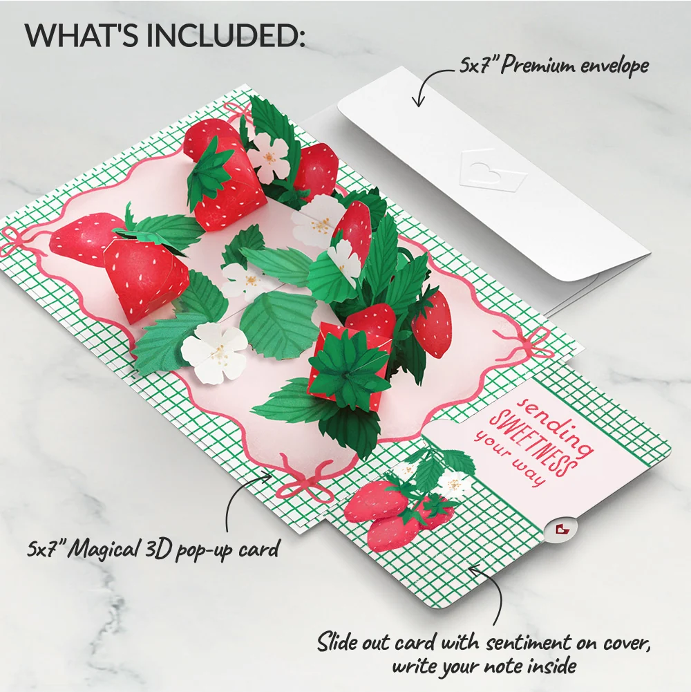 Lovepop Sweet Strawberry Patch Thinking of You Pop-Up Card and Sentiment Set - Image 2