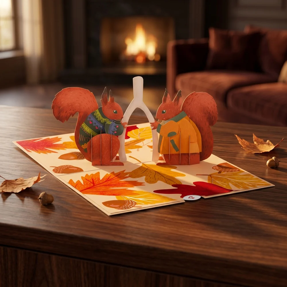 Lovepop Woodland Happy Thanksgiving Wishbone Pop-Up Card - Image 2