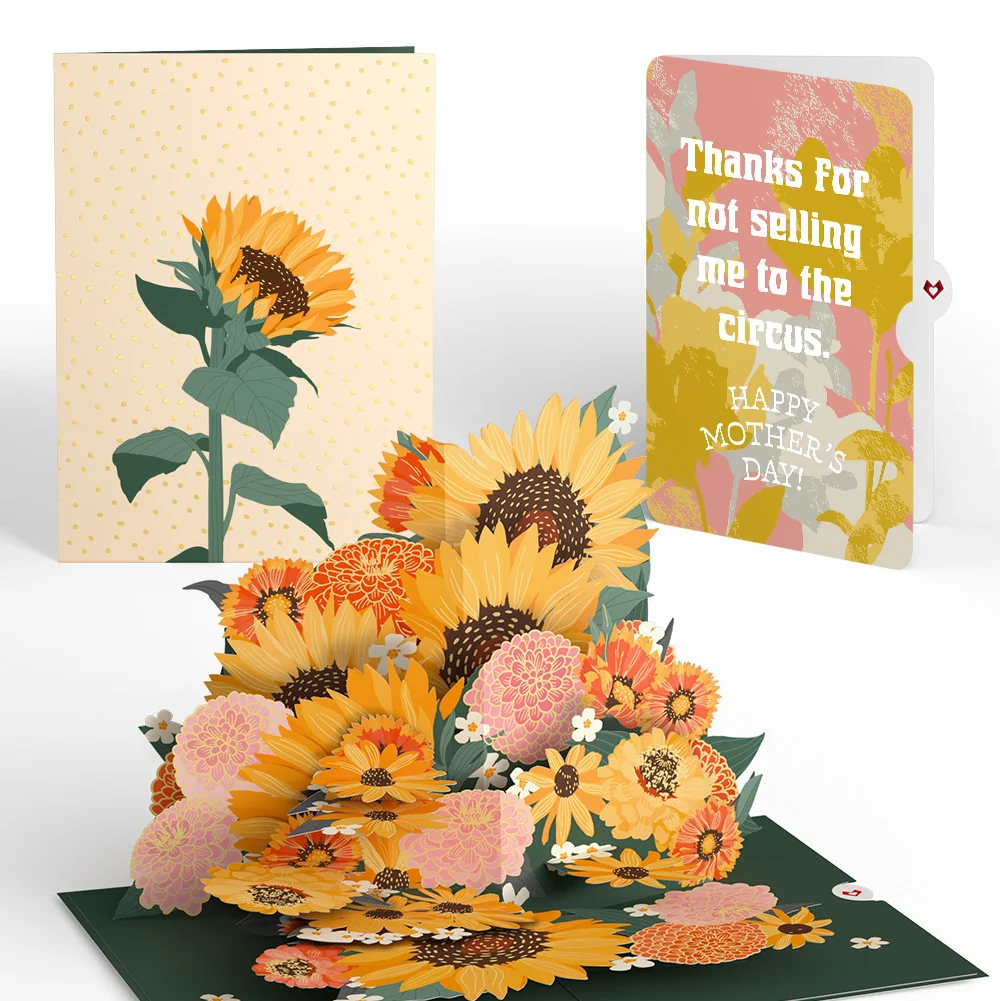 Lovepop Radiant Sunflowers Mother’s Day Pop-Up Card and Playful Painted Bloom Sentiment Set for Mom Cream