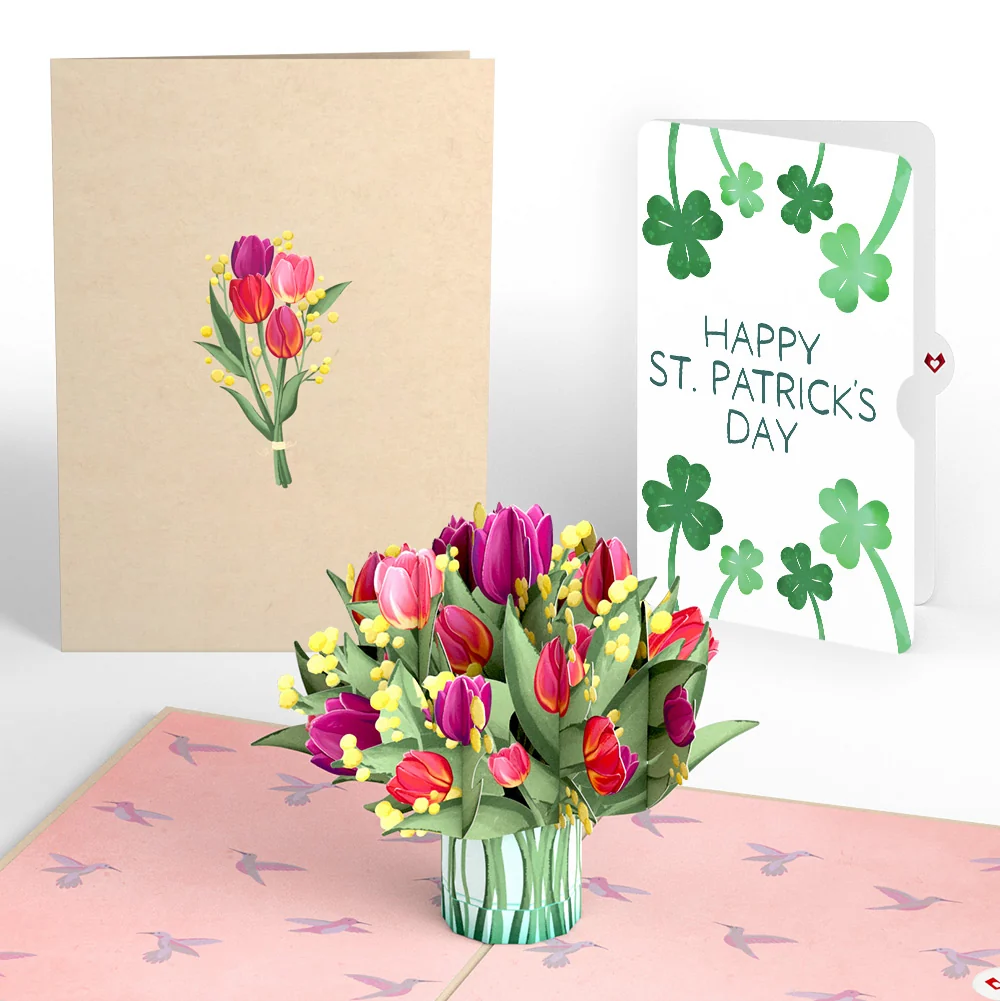 Lovepop Cheerful Tulips St. Patrick’s Day Pop-Up Card and Sentiment Set Vase