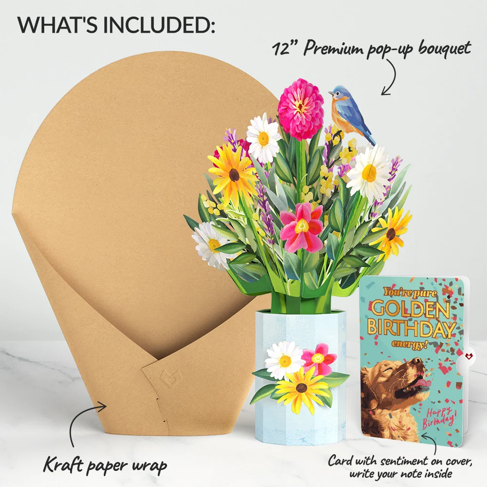 Lovepop Black-Eyed Susan Birthday Bouquet and Golden Energy Sentiment Set Vase - Image 2