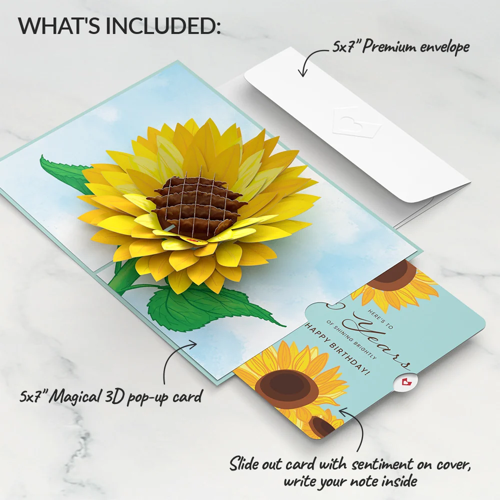 Lovepop Sunflower 50th Birthday Pop-Up Card and Sentiment Set - Image 2