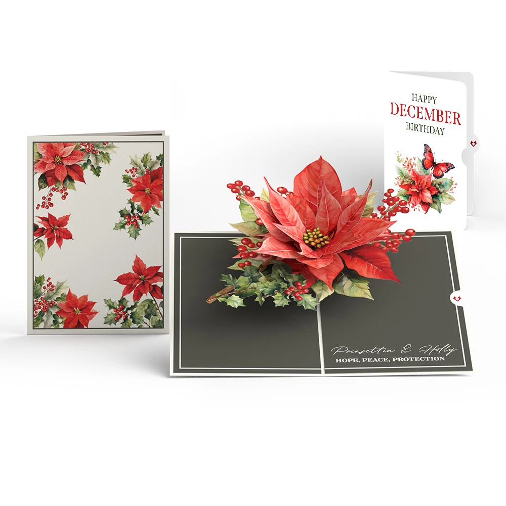 Lovepop Born to Bloom: December Birth Month Flowers Pop-Up Card and Poinsettia Sentiment Set