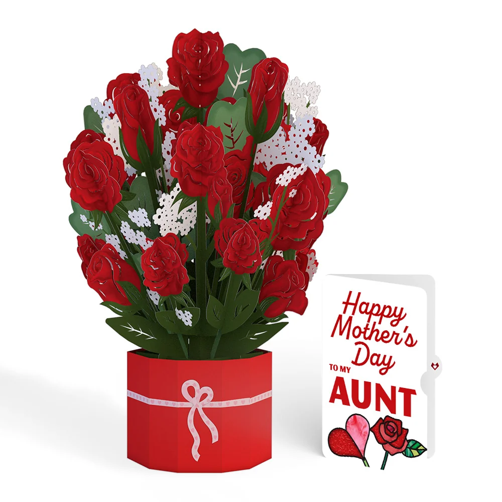 Lovepop Red Rose Mother’s Day Grand Bouquet and Sentiment Set for Aunt Vase