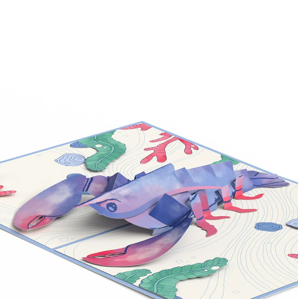 Lovepop Vibrant Lobster Thank You Pop-Up Card and Sentiment Set Cream - Image 3