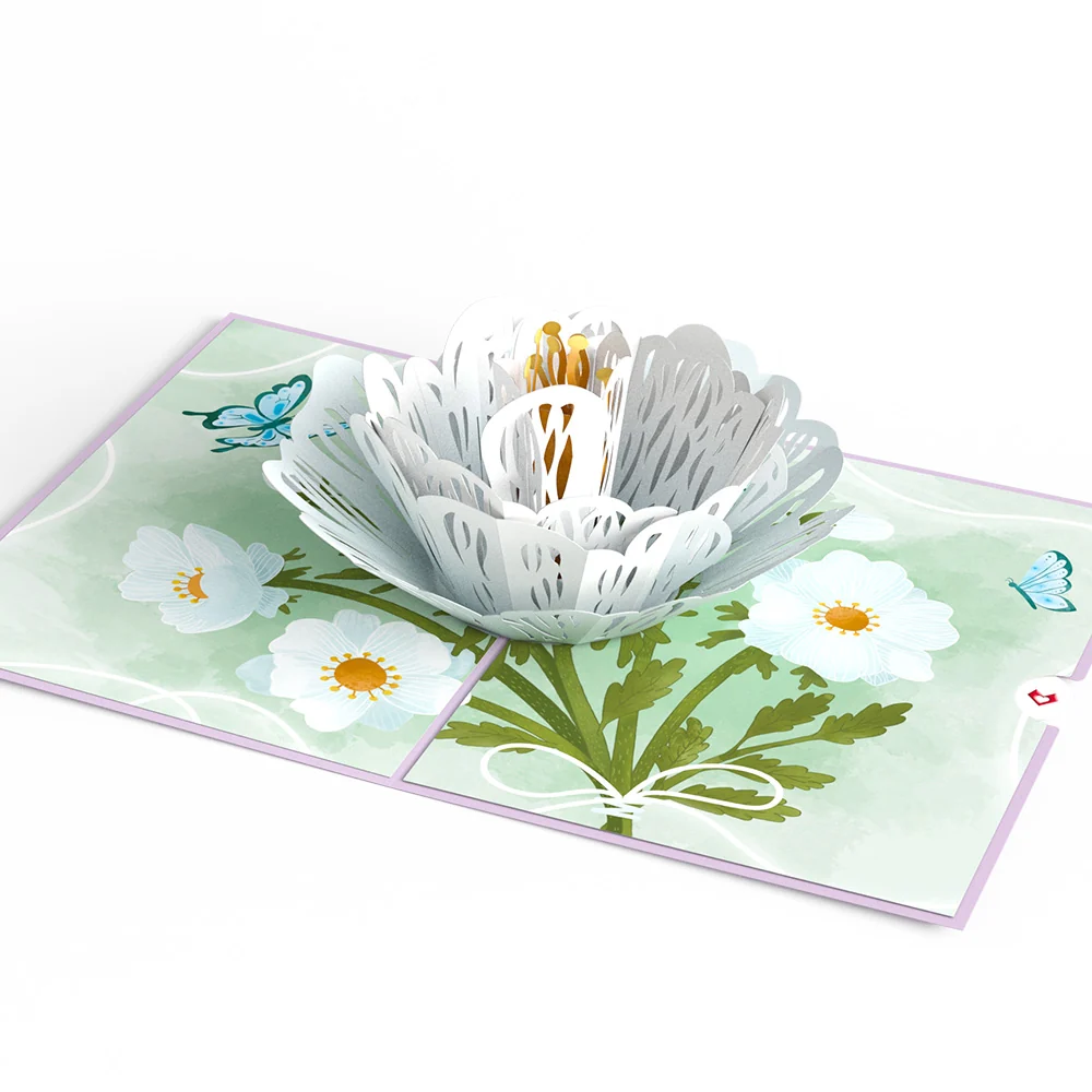 Lovepop Frilly White Poppy Pop-Up Card - Image 3