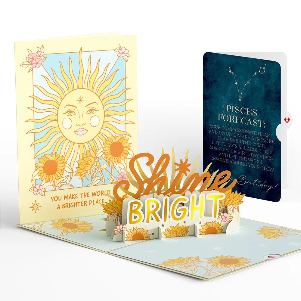 Lovepop Shine Bright Birthday Pop-Up Card and Pisces Zodiac Sentiment Set Cream
