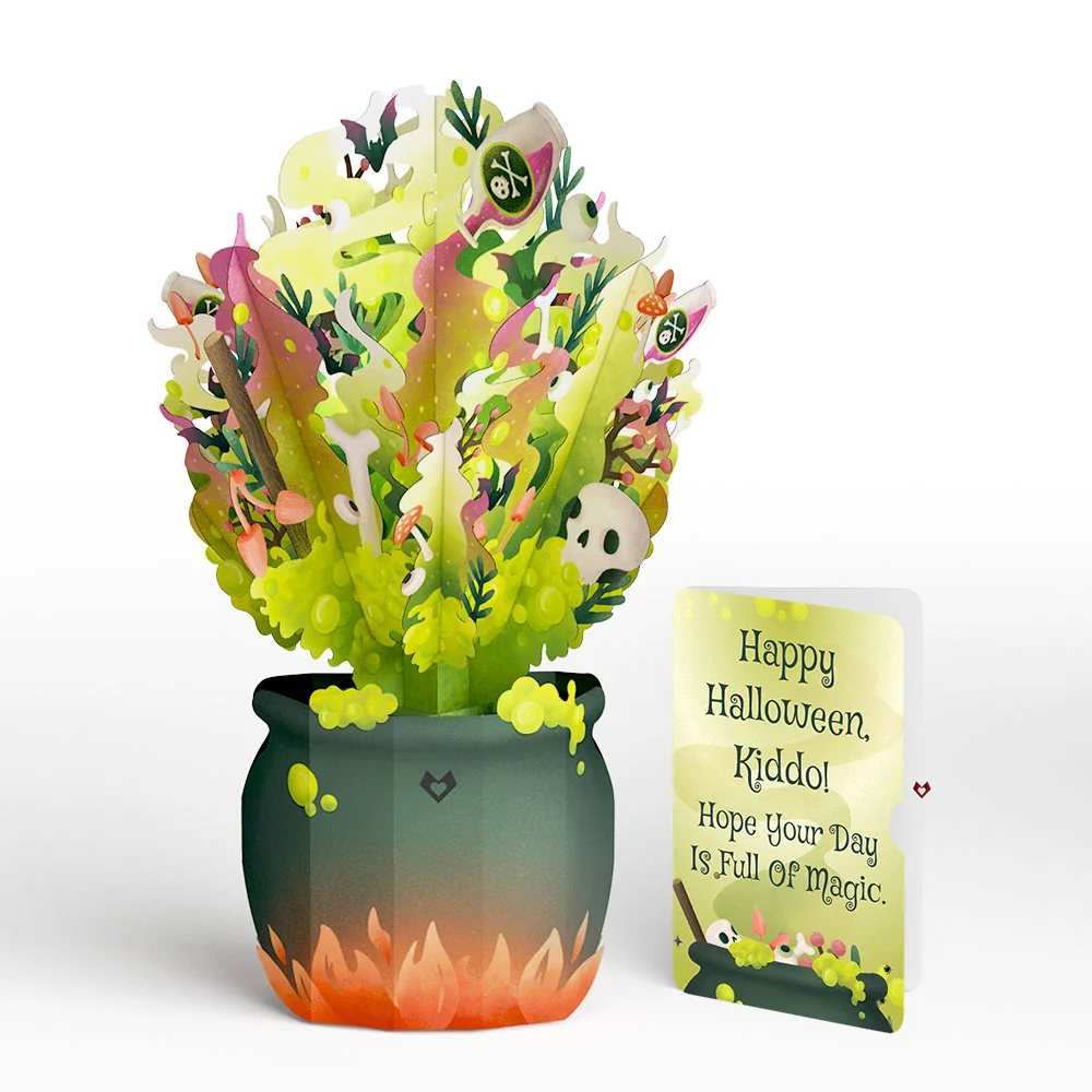 Lovepop Halloween Cauldron Light-Up Bouquet and Full of Magic Sentiment Set for Kid