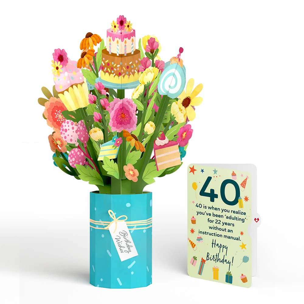 Lovepop Sweet 40th Birthday Wishes Bouquet and Sentiment Set Vase