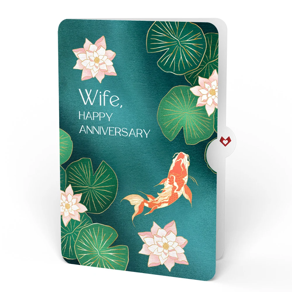 Lovepop Koi Fish and Lotus Pond Anniversary Pop-Up Card and Sentiment Set for Wife - Image 4