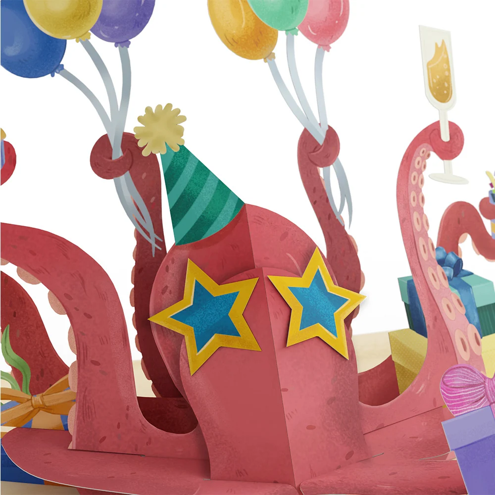 Lovepop Birthday Party Octopus Pop-Up Card Glass - Image 3