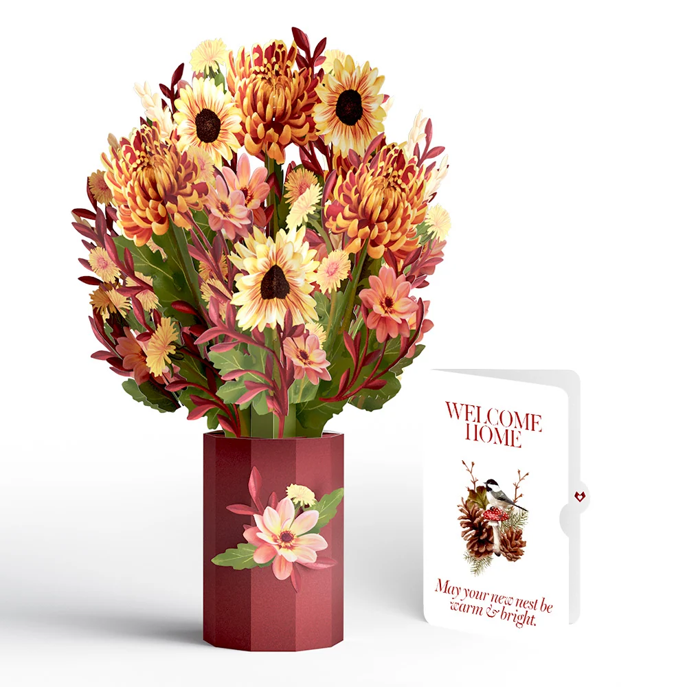 Lovepop Fall Sunshine Housewarming Bouquet and Sentiment Set Vase