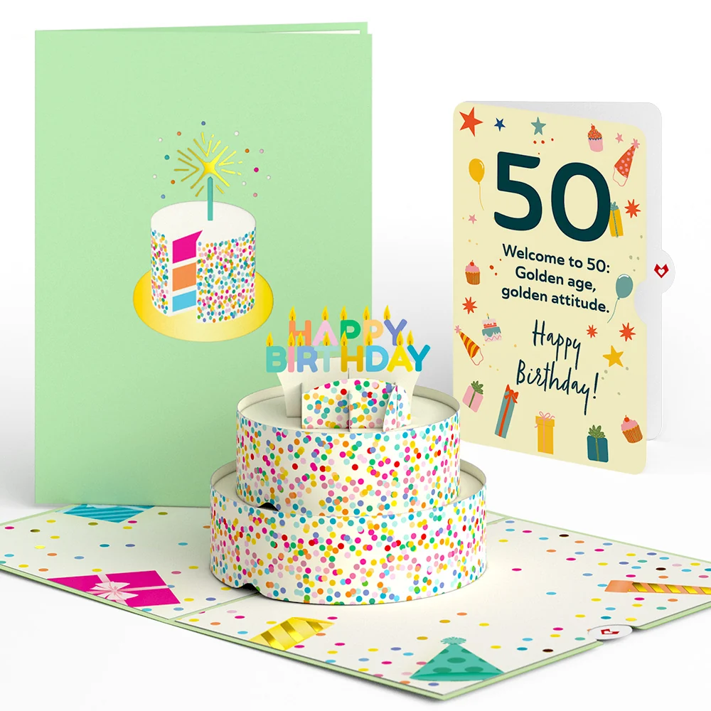 Lovepop Sprinkles 50th Birthday Cake Pop-Up Card and Sentiment Set Candle