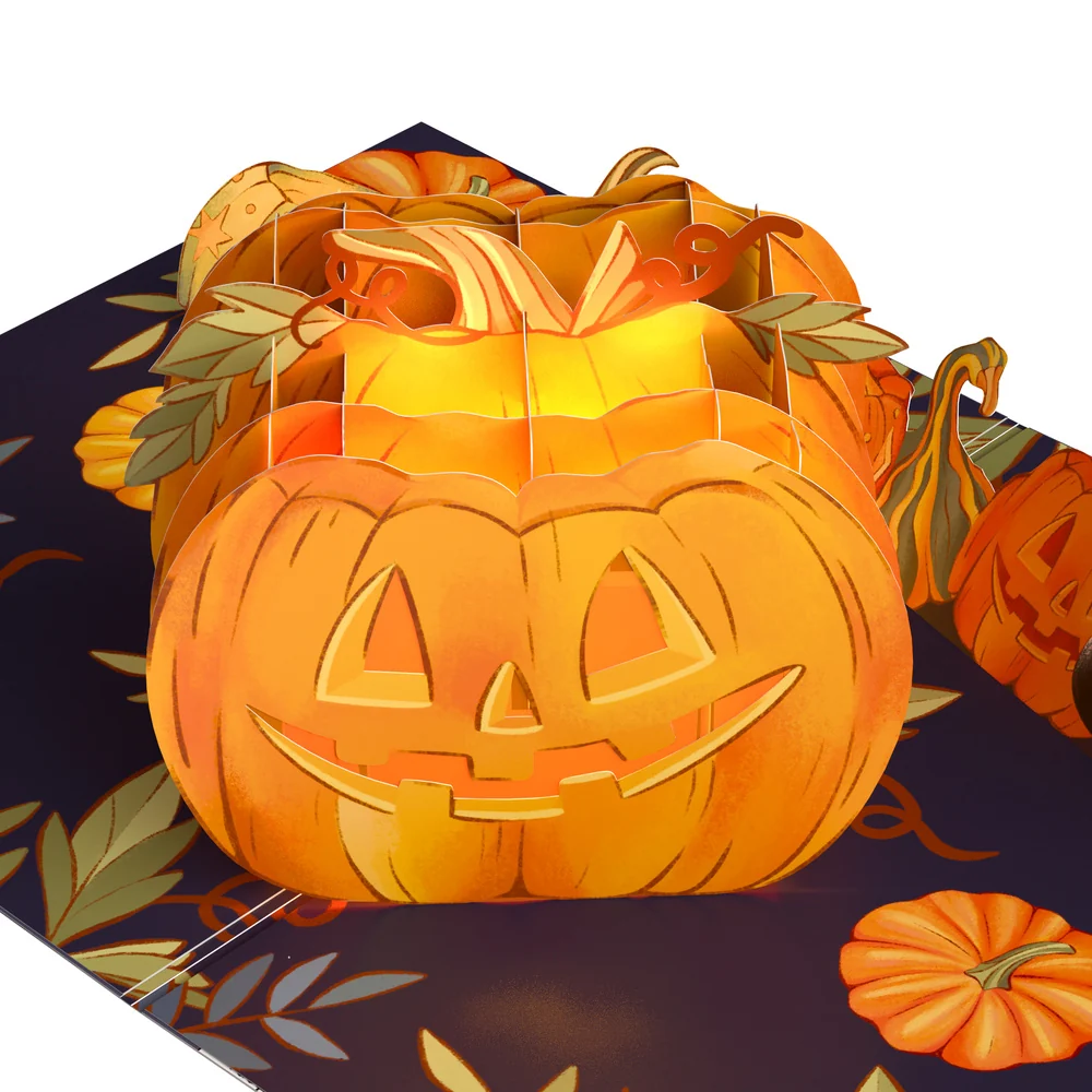 Lovepop Happy Halloween Pumpkin Light-Up Pop-Up Card and Sentiment Set for Friend - Image 3