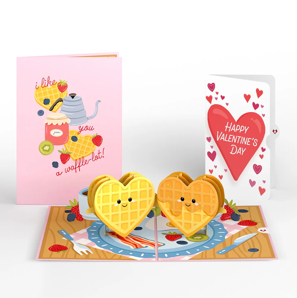 Lovepop Like You a Waffle-Lot Valentine Pop-Up Card and Big Sweet Heart Sentiment Set Jar