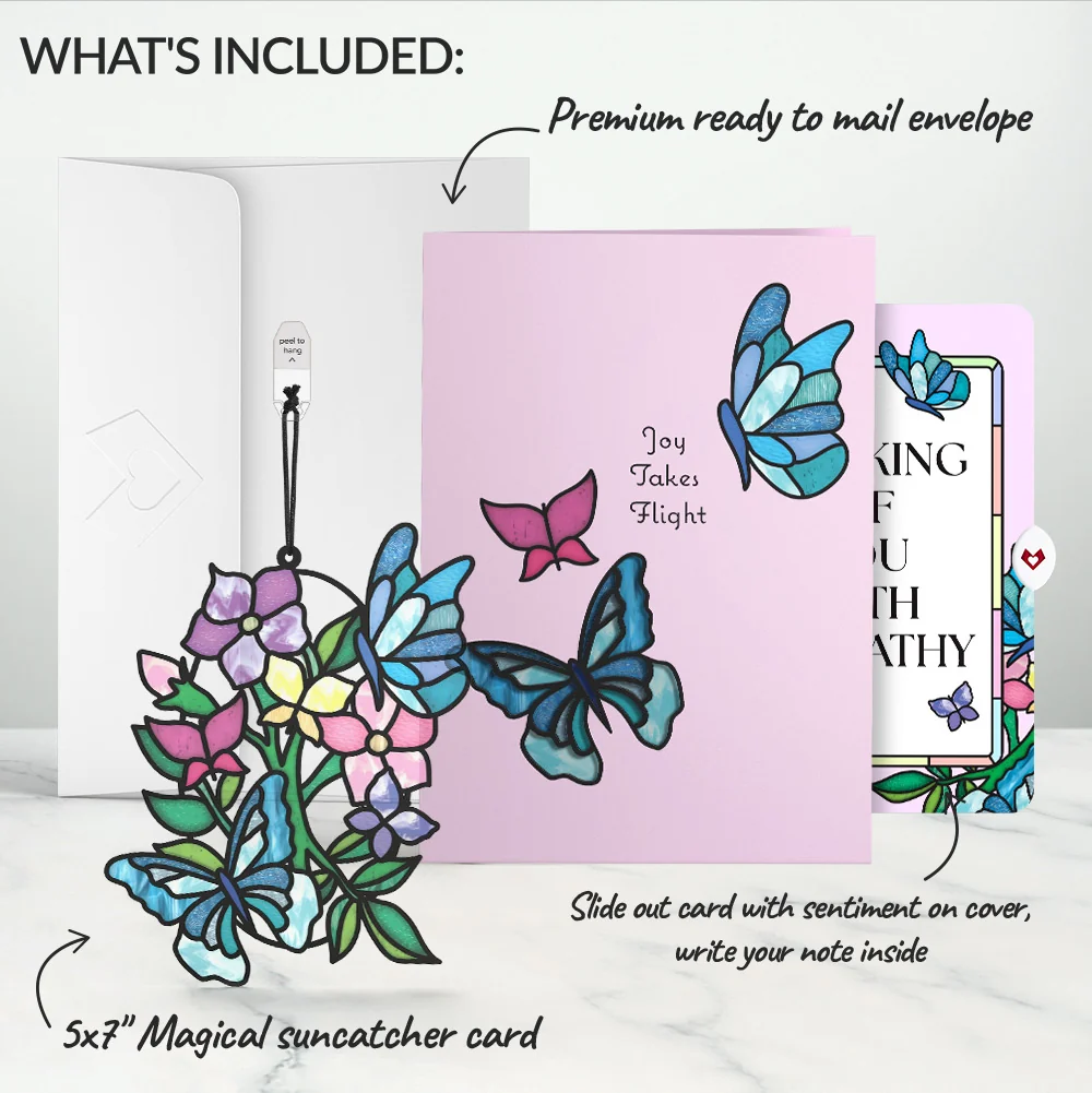 Lovepop Joy Takes Flight Butterfly Sympathy Suncatcher Card and Sentiment Set Glass - Image 2