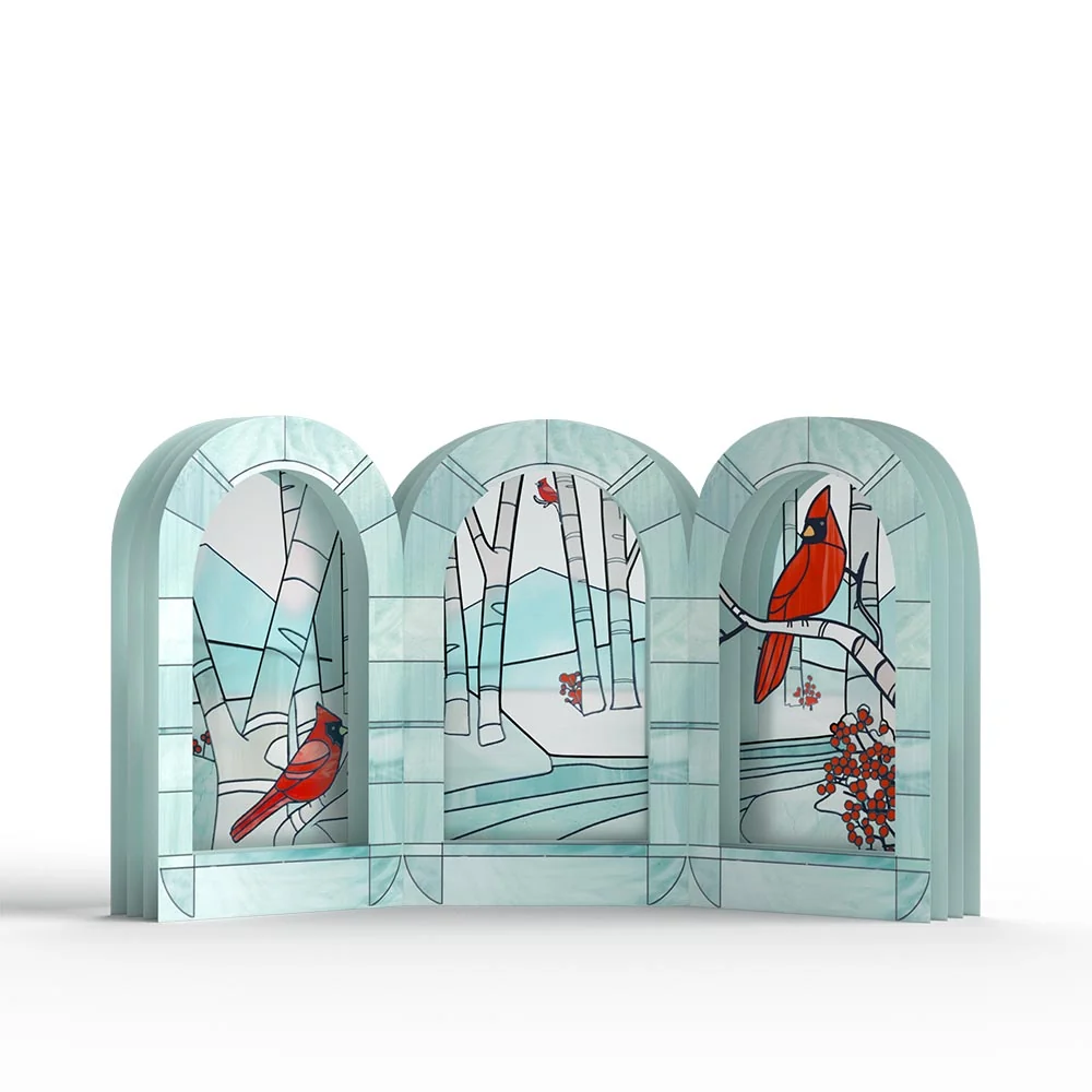 Lovepop Stained Glass Winter Cardinal Pop-Up Gift