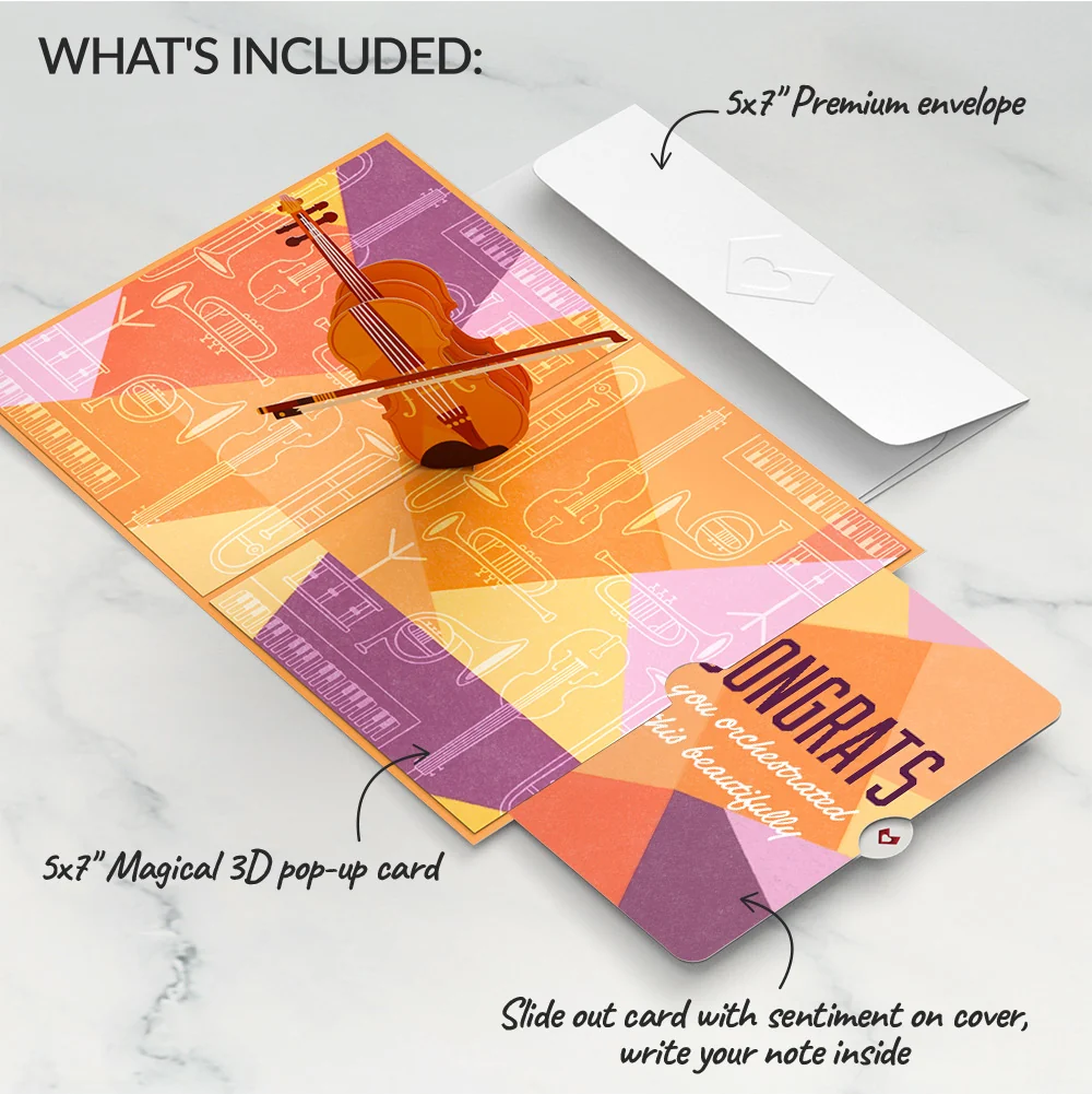 Lovepop Violin Congratulations Pop-Up Card and Sentiment Set - Image 2