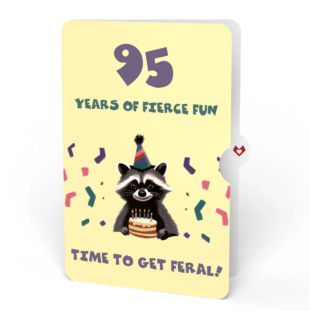 Lovepop Go Feral Raccoon 95th Birthday Pop-Up Card and Sentiment Set Candle - Image 4