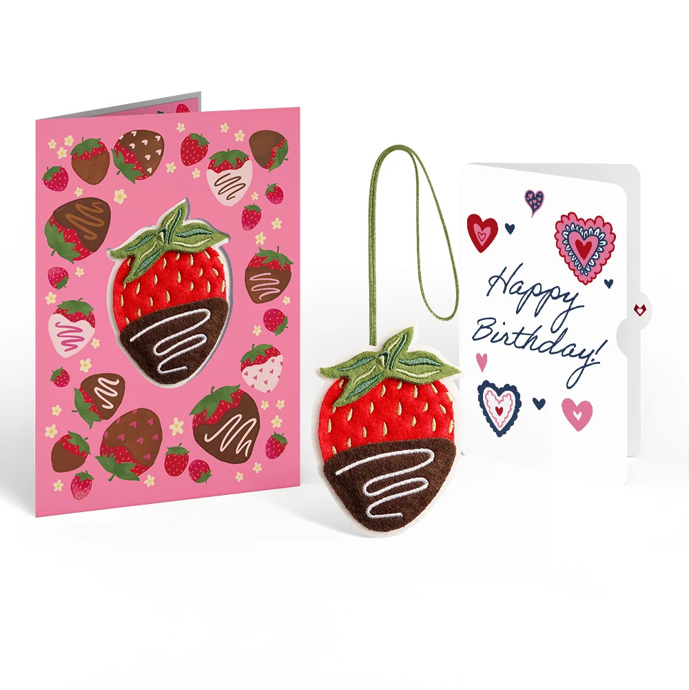 Lovepop Sweet Strawberry Birthday HeartFelt Charm Card and Sentiment Set Bag