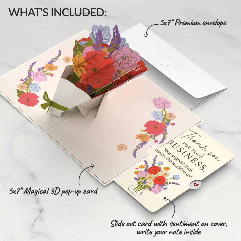 Lovepop Thanks a Bunch Bouquet Thank You Pop-Up Card and Sentiment Set for Clients Glass - Image 2