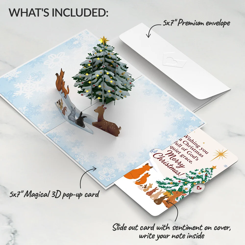 Lovepop Woodland White Christmas Pop-Up Card and Quiet Grace Sentiment Set - Image 2