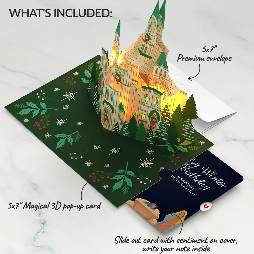 Lovepop Let Heaven & Nature Sing Christmas Music and Lights Pop-Up Card and Nativity Birthday Sentiment Set Cream - Image 2