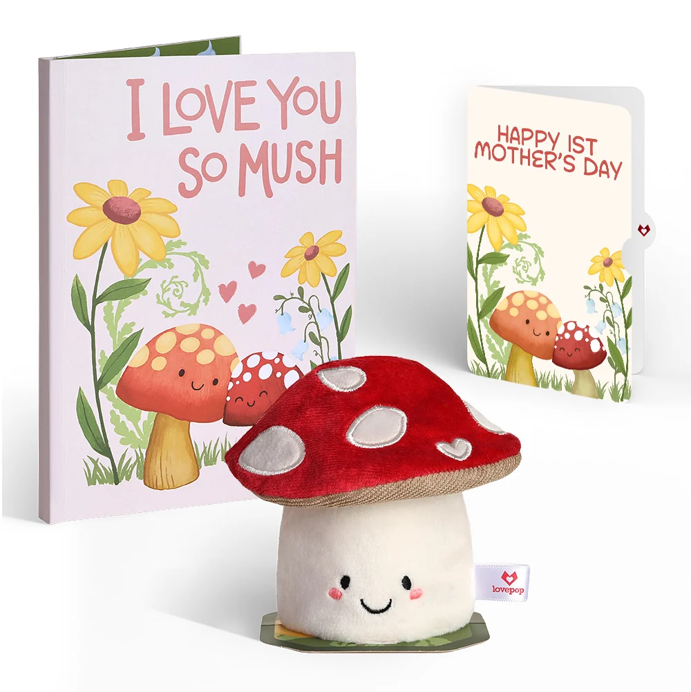 Lovepop 'Love You So Mush' 1st Mother’s Day Plushpop Card and Sentiment Set for New Mom Cream