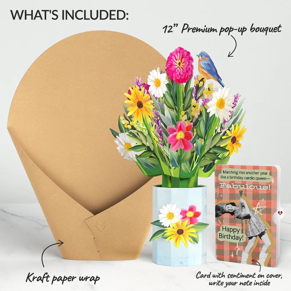 Lovepop Black-Eyed Susan Birthday Bouquet and Cardio Queen Sentiment Set Vase - Image 2
