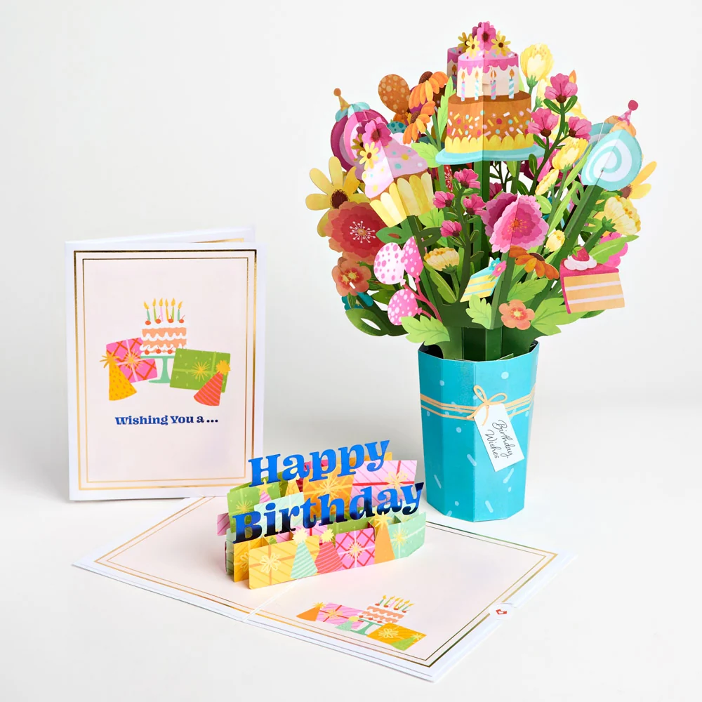 Lovepop Wishing You a Happy Birthday Pop-Up Card & Bouquet Bundle