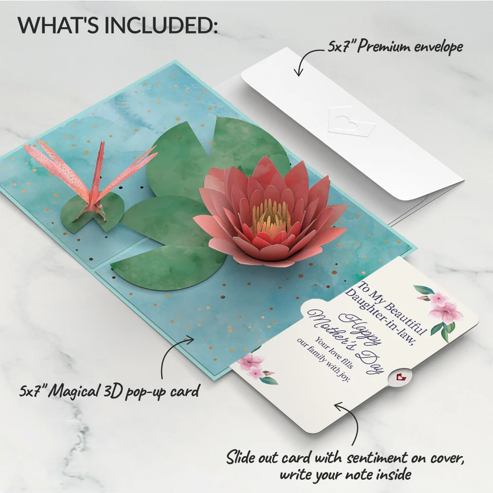 Lovepop Water Lily Dragonfly Mother's Day Pop-Up Card and Sentiment Set for Daughter-in-law — SKU SB-41A7AF-642D5FD9BE419C - Image 2