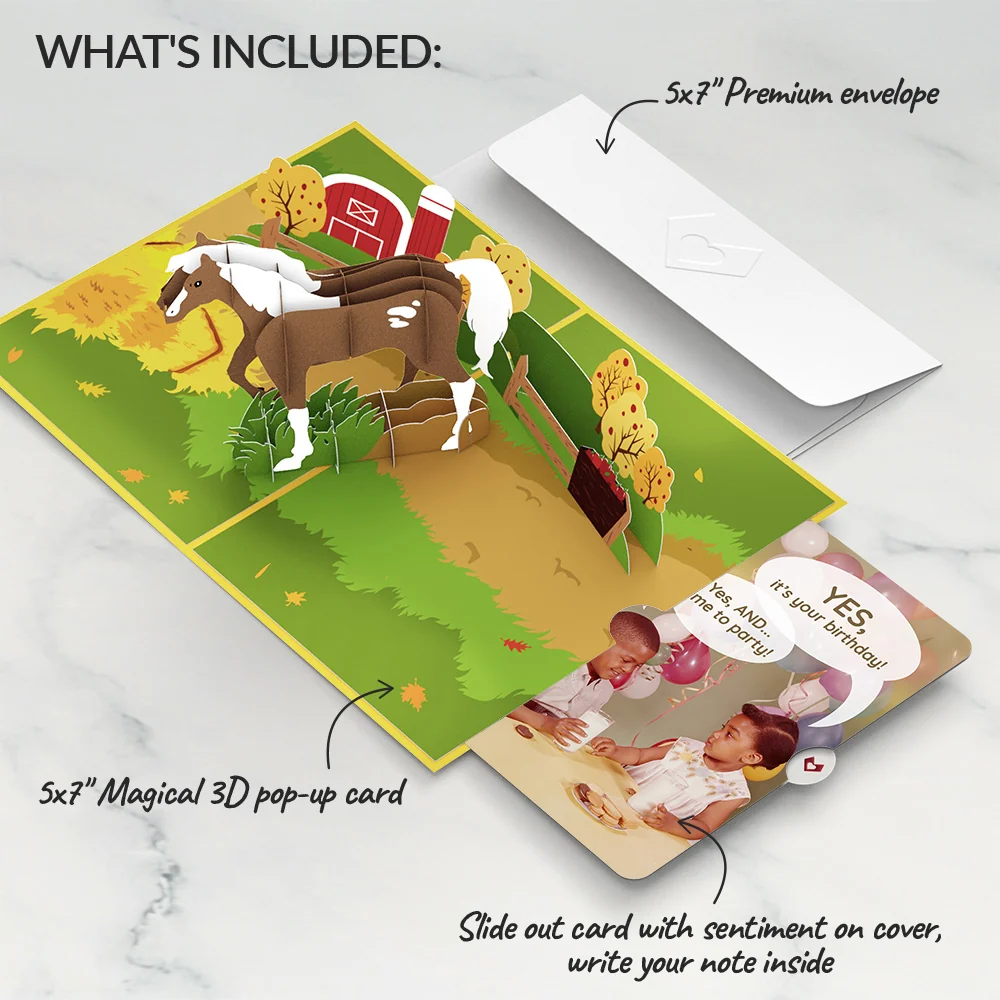 Lovepop Horse Birthday Pop-Up Card and Time to Party Sentiment Set - Image 2