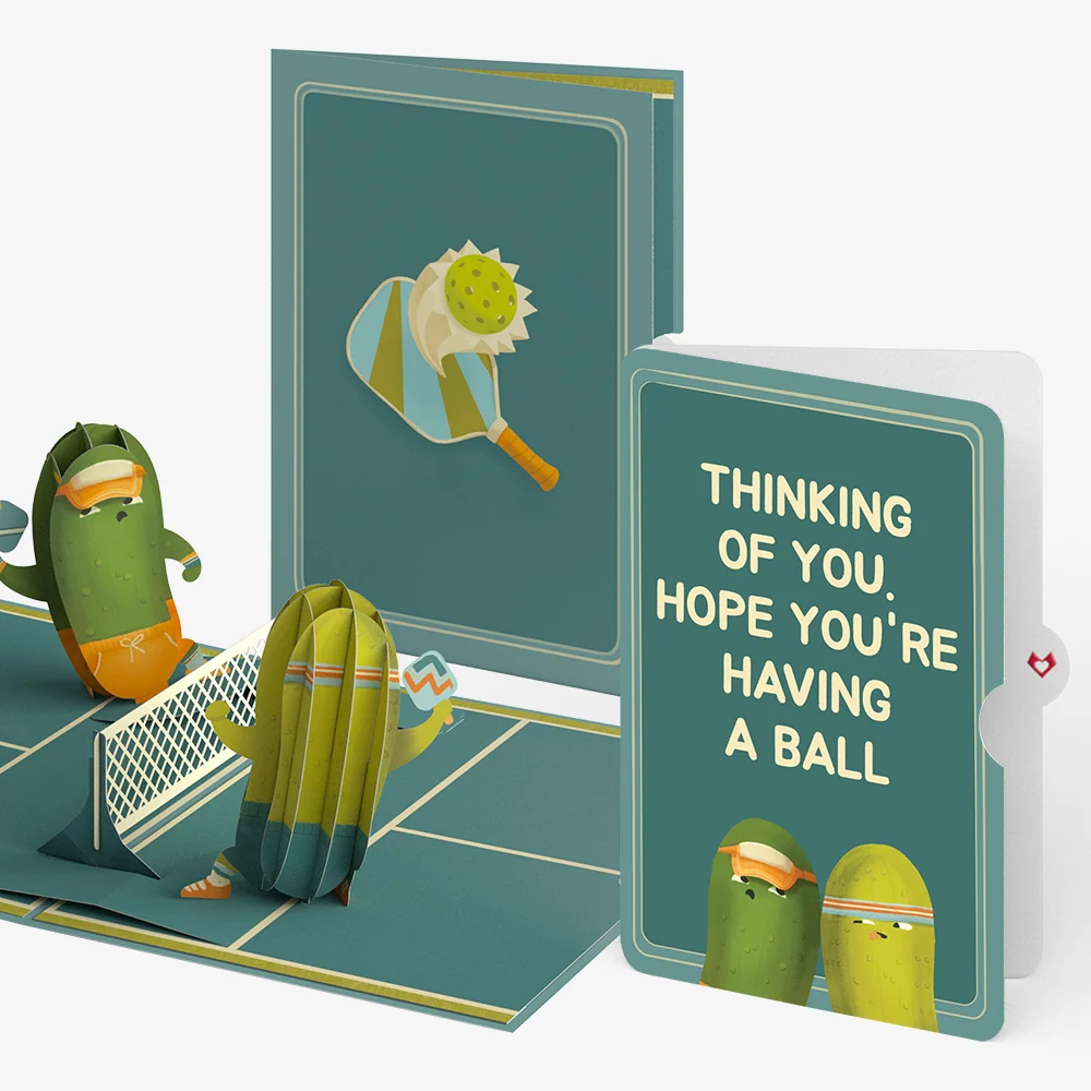 Lovepop Playful Pickleball Thinking of You Pop-Up Card and Sentiment Set Cream